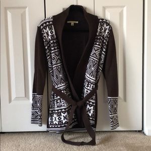 Belted Brown Fair Isle Cardigan
